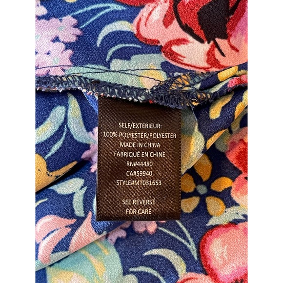 Womens Label by Rachel Roy Blue Multicolor Floral Short Sleeve Blouse‎ Medium - Picture 7 of 7